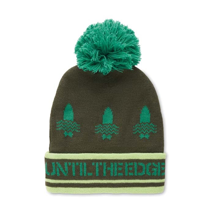 MW1010 Bonnet en acrylique à motif jacquard personnalisé avec pompon. publicitaire personnalisé - vue 11