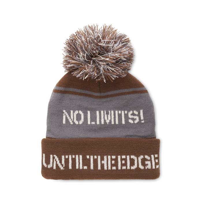 MW1110 Bonnet à revers en jacquard avec pompon en rPET à motif personnalisé. publicitaire personnalisé - vue 15