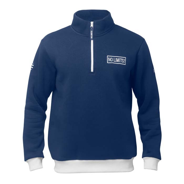 Sweatshirt à col montant avec fermeture à glissière 1/4, sur mesure.