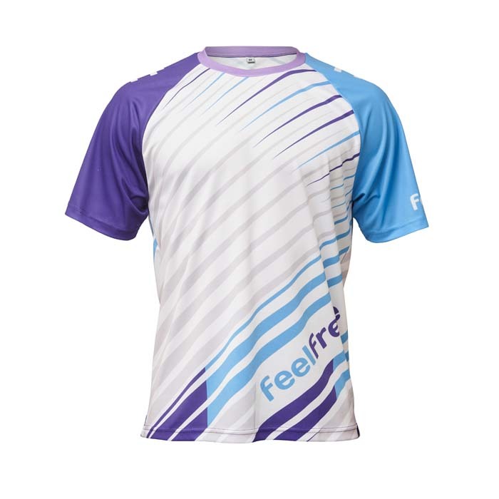 Maillot raglan sublimé à col ras du cou en maille polyester. publicitaire personnalisé - vue 1