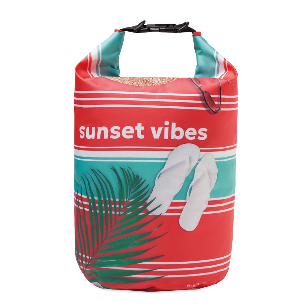 Sac étanche de 10 L en PET recyclé, avec sangle d’épaule en option.