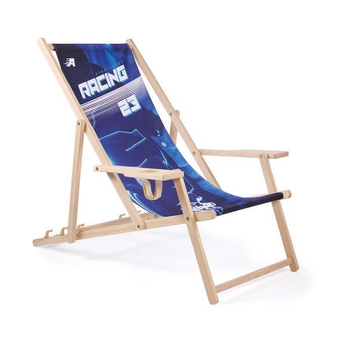 Chaise longue avec porte-gobelet et housse amovible (sublimée) publicitaire personnalisé - vue 1