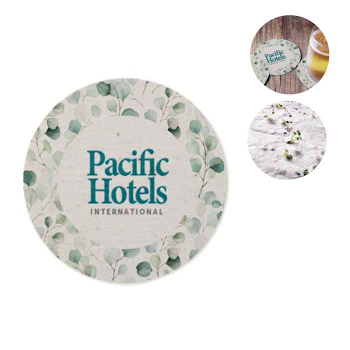 Sous-verres en papier semences imprimés en quadri.