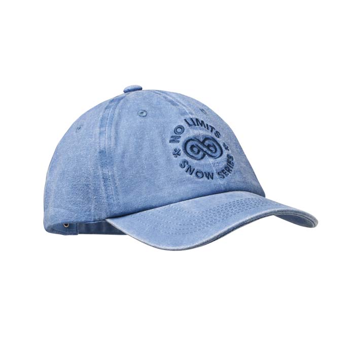 Casquette de baseball non structurée à 6 panneaux en coton sergé prélavé.