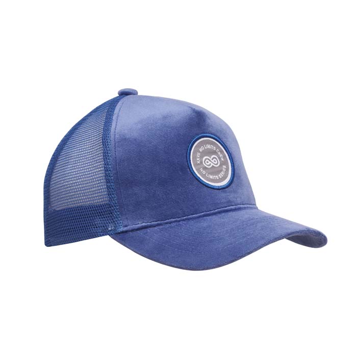Casquette trucker à 5 panneaux en velours.
