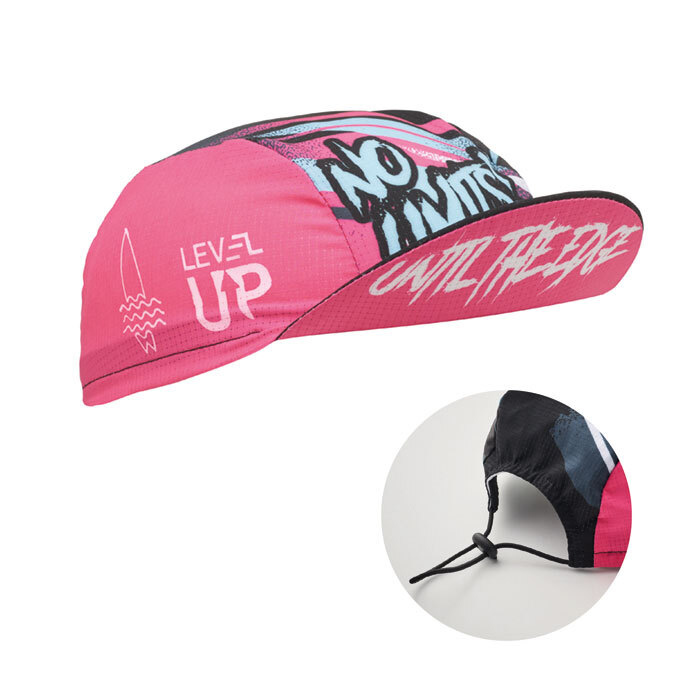 Casquette de cycliste adulte en quadri avec fermeture par cordon. publicitaire personnalisé - vue 1