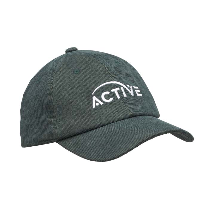 Casquette de baseball à 6 panneaux non structurés en polyester velours côtelé.