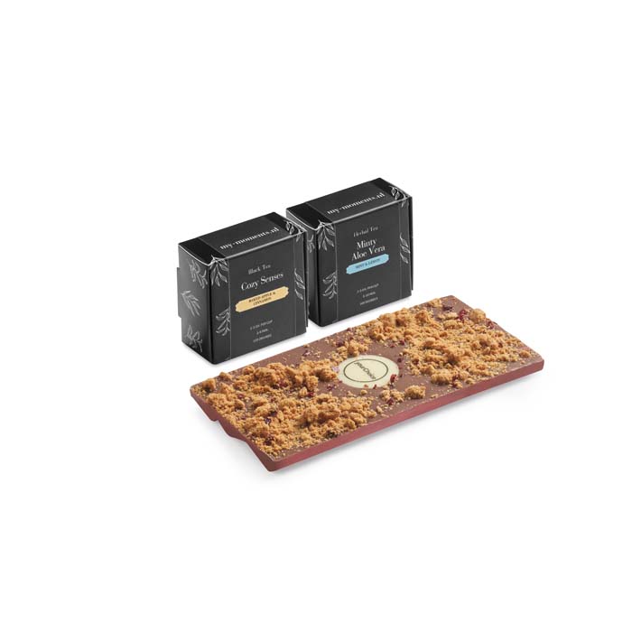 MI4007 coffret cadeau de 2 thés zen et barres chocolatées publicitaire personnalisé - vue 1