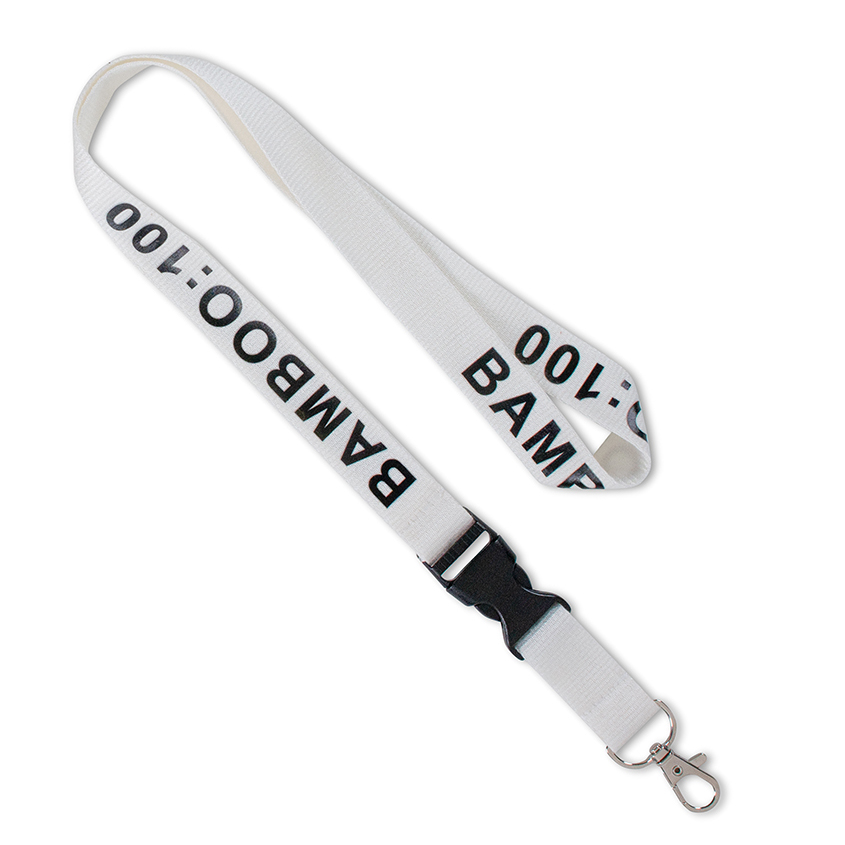 Lanyard en bambou avec boucle et impression 1 couleur sur 1 côté.