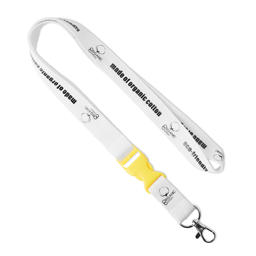 Lanyard en coton biologique avec boucle et impression 1 cl sur 1 côté.