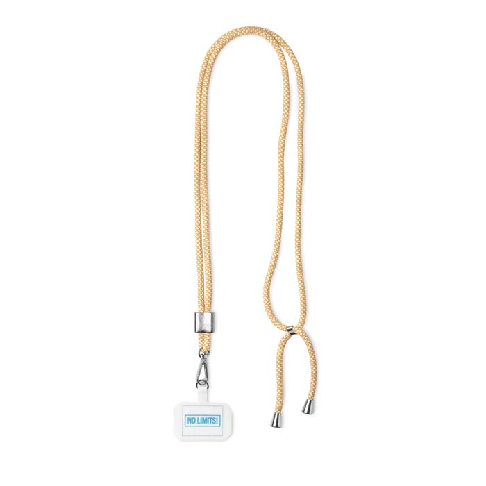 Cordon porte-téléphone bandoulière avec logo 1 couleur sur la boucle. publicitaire personnalisé - vue 1