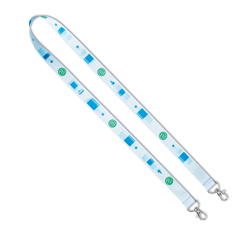 Lanyard en RPET avec 2 clips et sublimation sur les 2 faces.