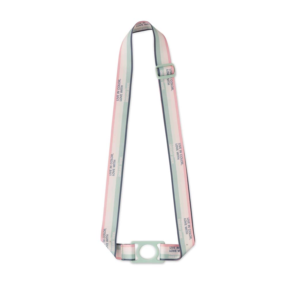 Sangle sublimée avec porte-bouteille d’eau minérale selon votre design.