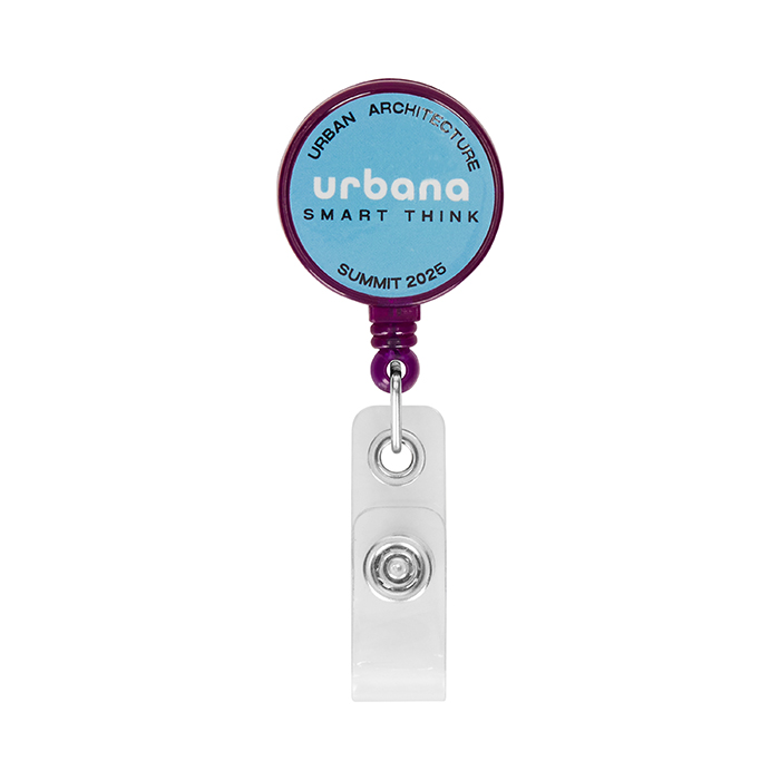 Enrouleur de badge rétractable de forme ronde avec logo ⌀2,8cm. publicitaire personnalisé - vue 1
