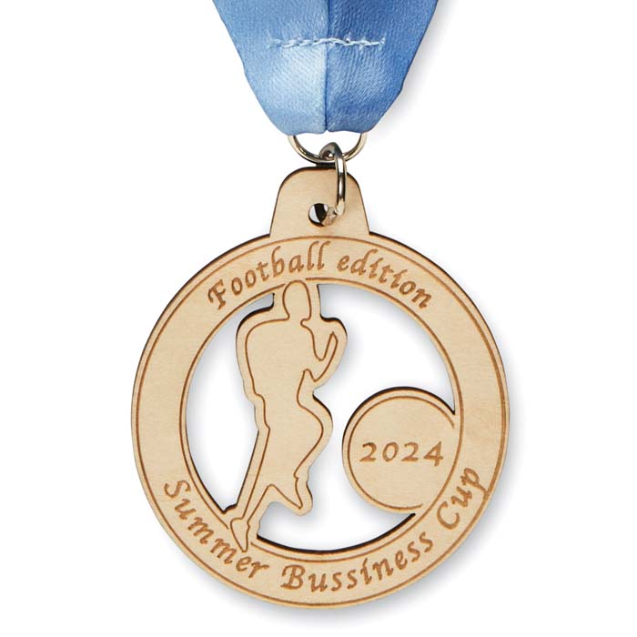 Médaille en bois (≤25cm2). Ruban sublimé.