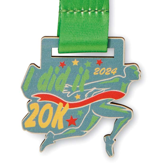 Médaille en bois (≤25cm2). Ruban sublimé. publicitaire personnalisé - vue 1