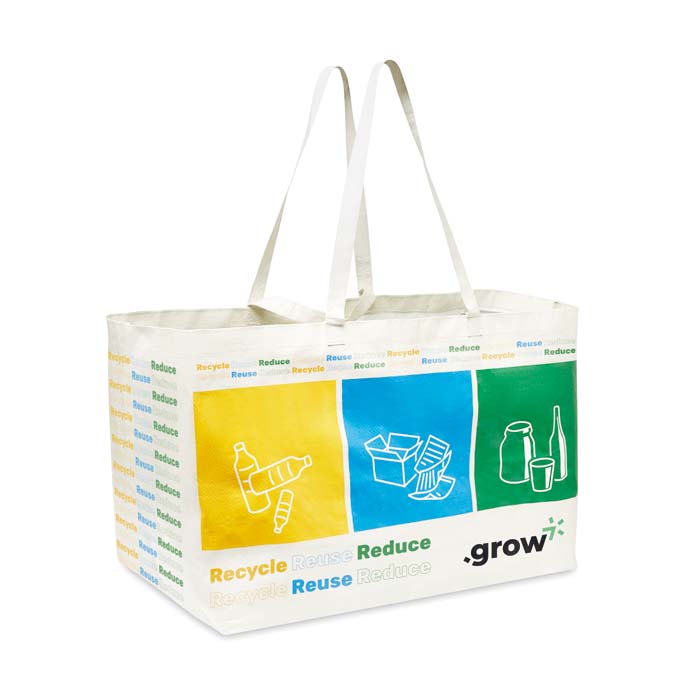 Sac shopping XL, anses courtes en PP et votre design en quadri. publicitaire personnalisé - vue 1