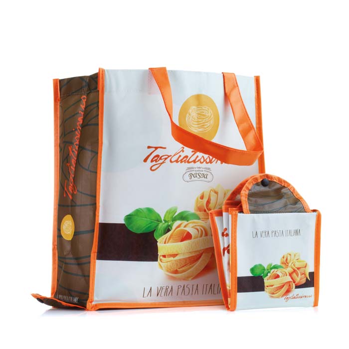 Sacshopping pliable avec anses en PP et votre design en quadri. publicitaire personnalisé - vue 1