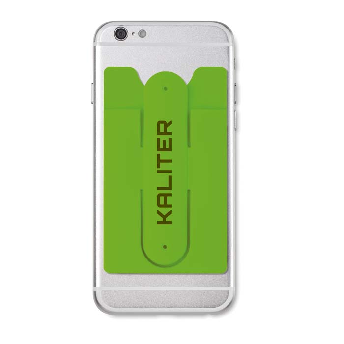 Pochette en silicone avec support à pression. logo en 1 couleur inclus publicitaire personnalisé - vue 1