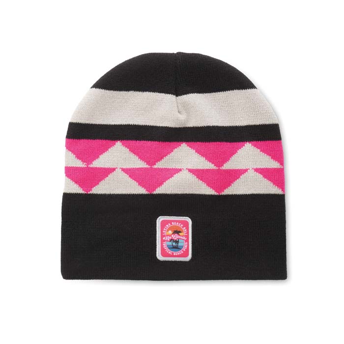 Bonnet jacquard en acrylique à motif personnalisé. publicitaire personnalisé - vue 1