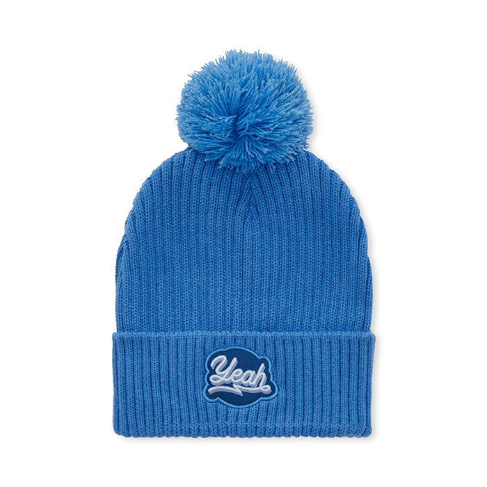 MW1023 Bonnet classique en acrylique côtelé avec pompon