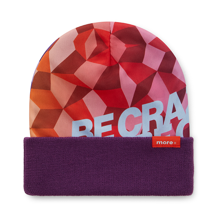 Bonnet en polyester en quadrinomie avec intérieur en acrylique et revers 1*1.