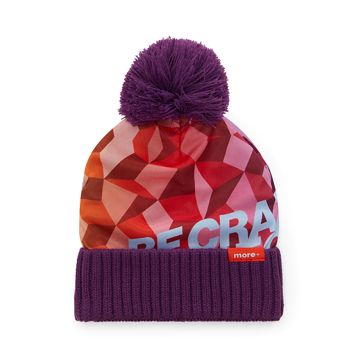 Bonnet en polyester coloré avec intérieur en acrylique, pompon et bord côte 2*1. publicitaire personnalisé - vue 1