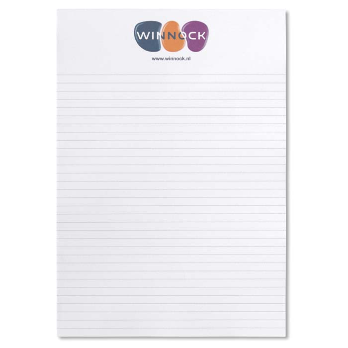Bloc-notes au format A5 avec feuilles personnalisées.