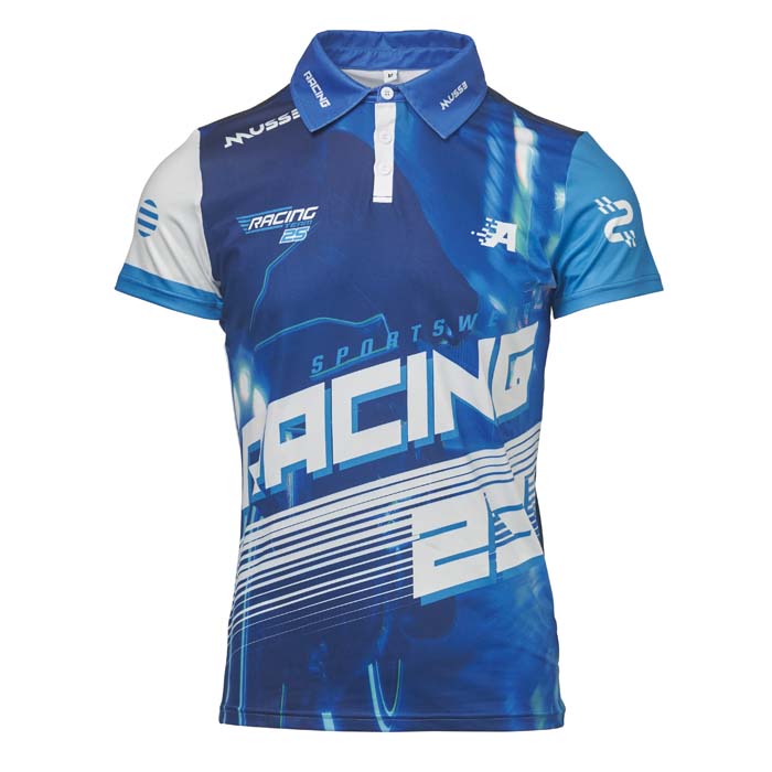 Polo slim fit sublimé. 180 g/m2 de polyester / 8 % d'élasthanne.