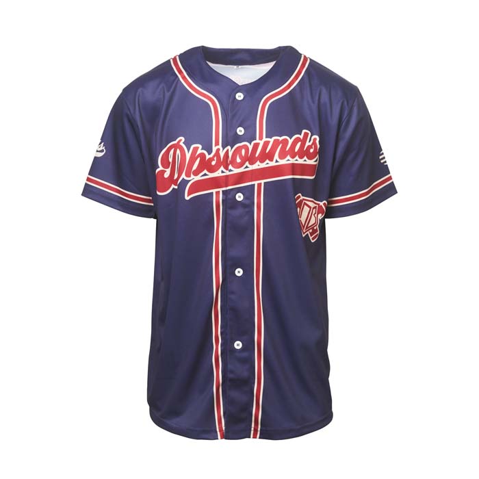 Maillot de baseball sublimé en maille polyester respirant.