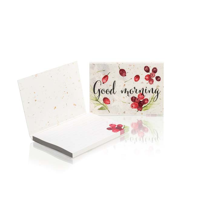 Couverture souple en papier café avec 50 notes adhésives recyclées imprimées. publicitaire personnalisé - vue 1