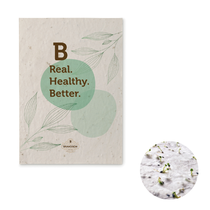 Papier semences de format A5 avec votre motif imprimé (image photo). publicitaire personnalisé - vue 1