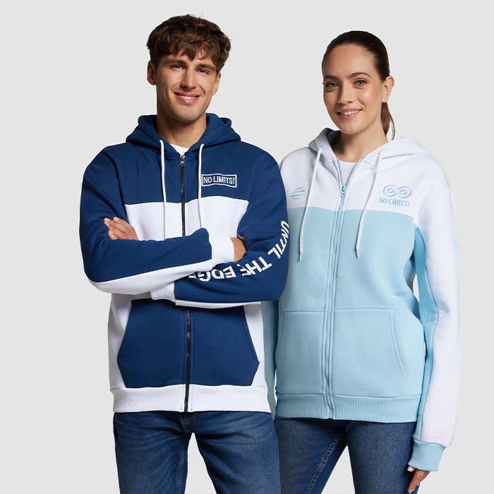 CG1014 Sweat à capuche zippé unisexe bicolore sur mesure coupe moderne. publicitaire personnalisé - vue 2