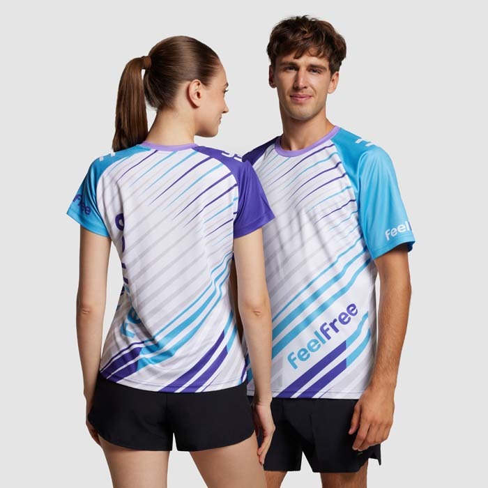 Maillot raglan sublimé à col ras du cou en maille polyester. publicitaire personnalisé - vue 2