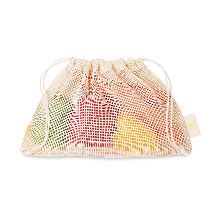 Sac d'épicerie en coton avec maille sur 1 côté (30x20cm). publicitaire personnalisé - vue 2
