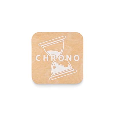 Épinglette en bois forme carrée avec fermeture par épingle de sûreté publicitaire personnalisé - vue 2