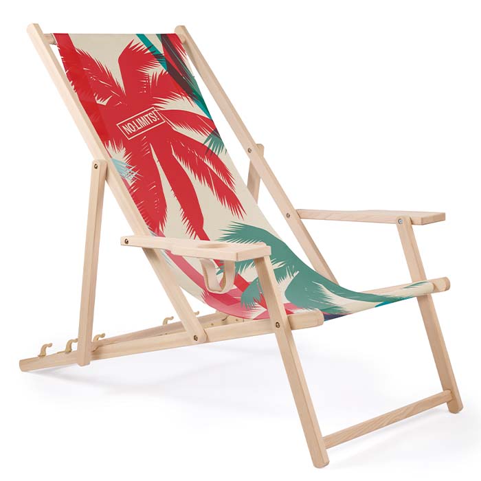 Chaise longue avec porte-gobelet et housse amovible (sublimée) publicitaire personnalisé - vue 2