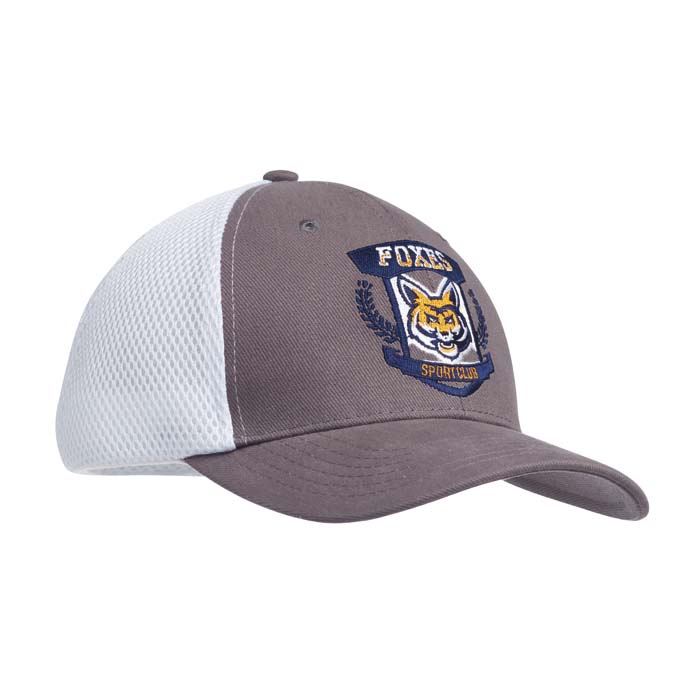 Visière en coton épais couleur unis et dos en maille sportive (6 panneaux). publicitaire personnalisé - vue 2