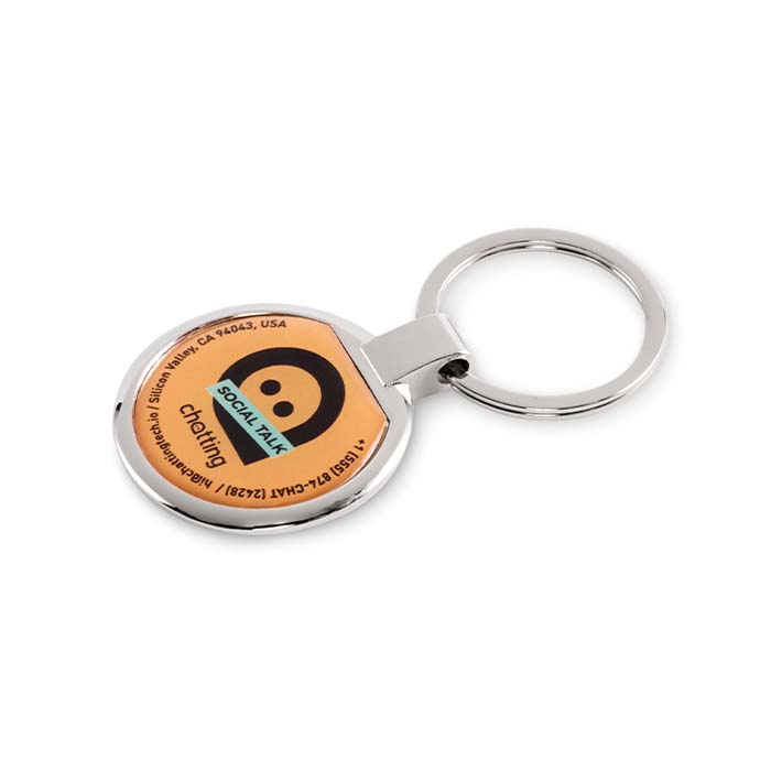 Porte-clés en alliage de zinc de forme ronde avec doming. publicitaire personnalisé - vue 2