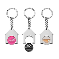 Porte-clés en alliage de zinc avec jetons en émail doux (€1,- / £1) . publicitaire personnalisé - vue 2