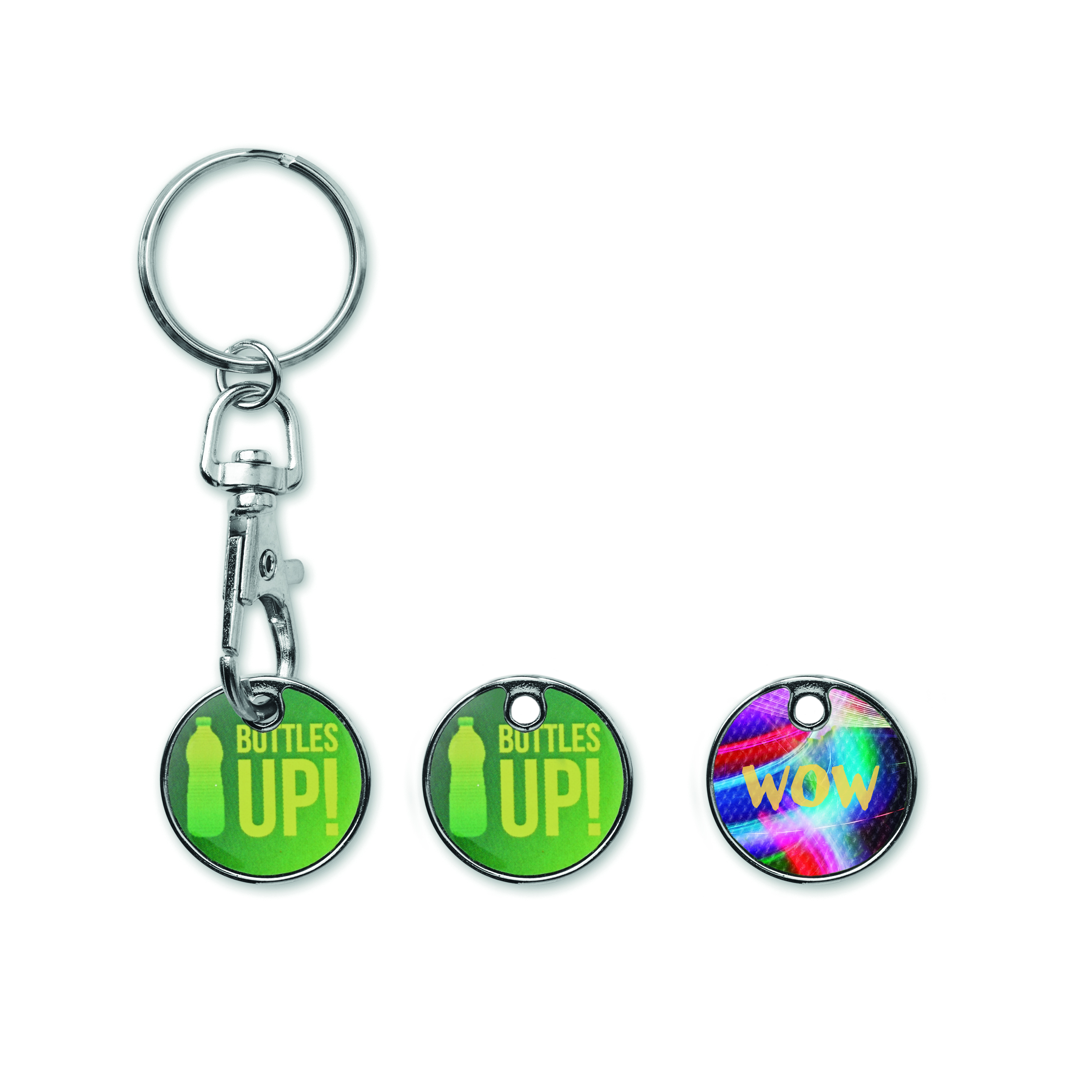 Porte-clés avec feuille d'aluminium en quadri (€0,50 / €1 / £1). publicitaire personnalisé - vue 2