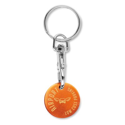 Porte-clés avec jetons imprimés ou gravés (0,50€/1€/1£). publicitaire personnalisé - vue 2