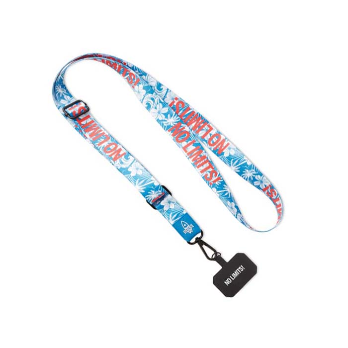 Cordon porte-téléphone sublimé avec votre logo sur patch en PVC. publicitaire personnalisé - vue 2