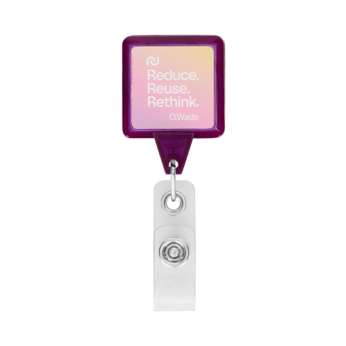 MLBR04 Enrouleur de badge rétractable de forme carrée avec logo de 2,5 cm2. publicitaire personnalisé - vue 2