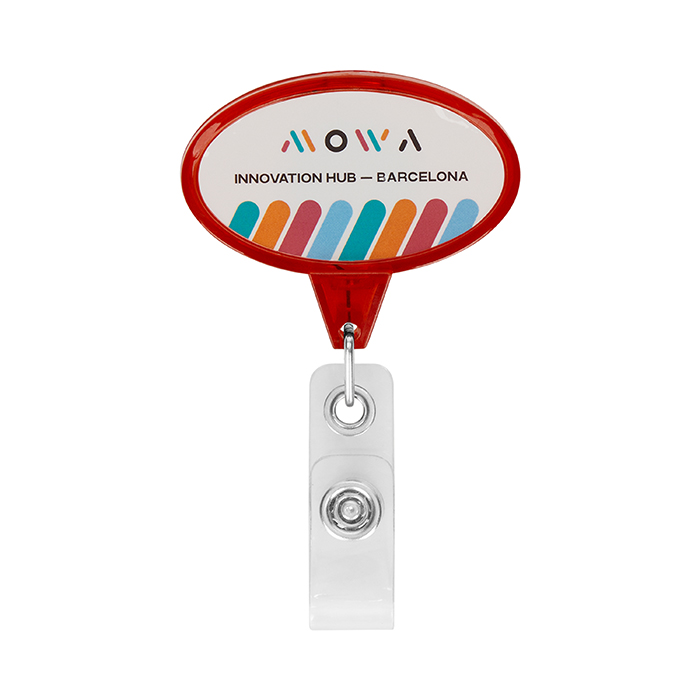 MLBR08 Enrouleur de badge rétractable de forme ovale avec logo. publicitaire personnalisé - vue 2