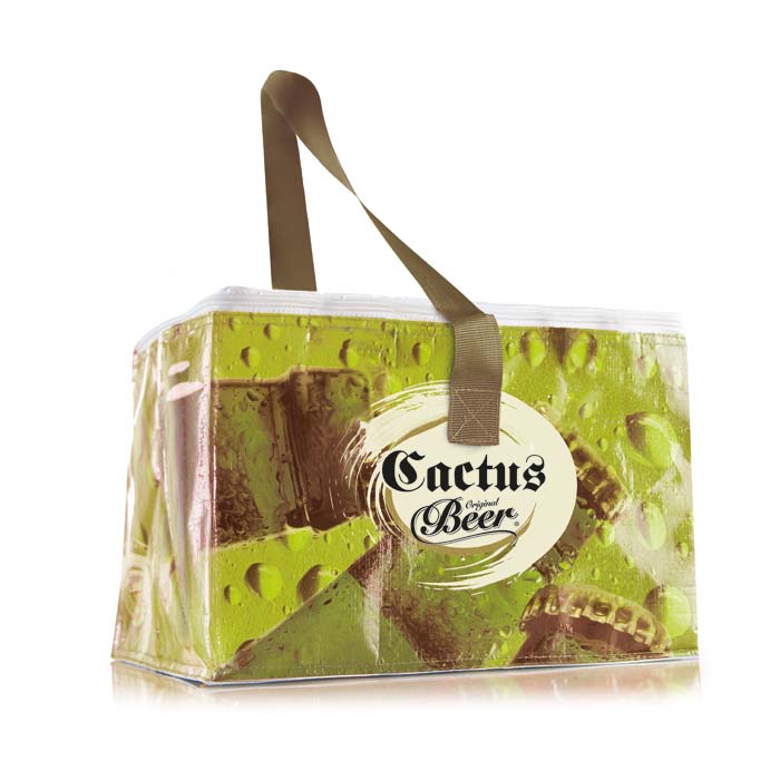 Sac isotherme avec poignées courtes et votre design en quadri. publicitaire personnalisé - vue 2