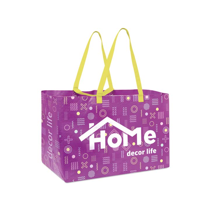 Sac shopping XL, anses courtes en PP et votre design en quadri. publicitaire personnalisé - vue 2