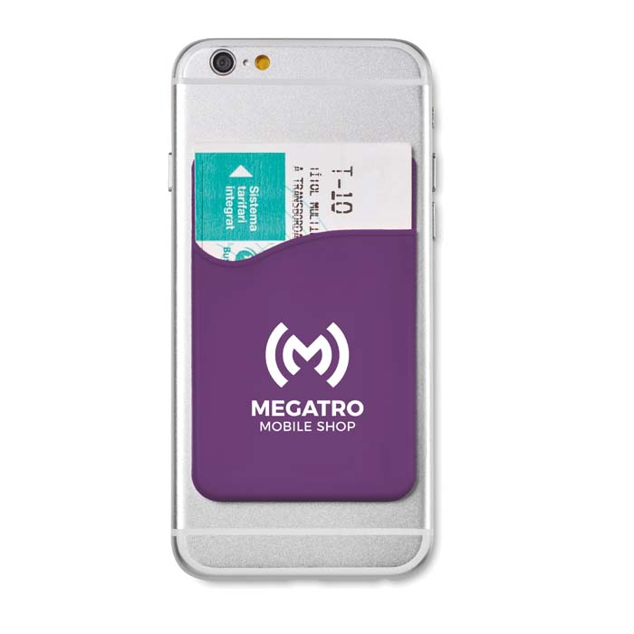 Porte carte de téléphone en silicone avec logo en 1 couleur. publicitaire personnalisé - vue 2