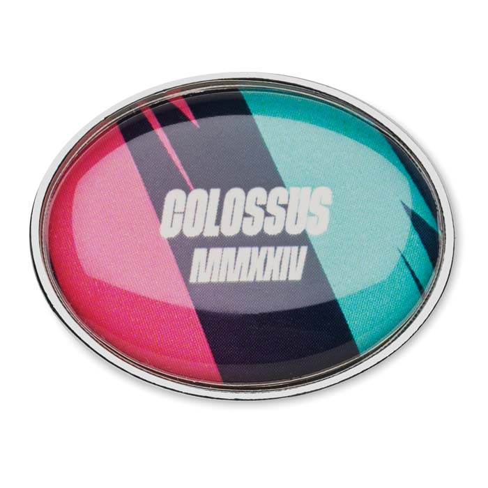 MPIN10 Pin's oval en métal avec doming publicitaire personnalisé - vue 2