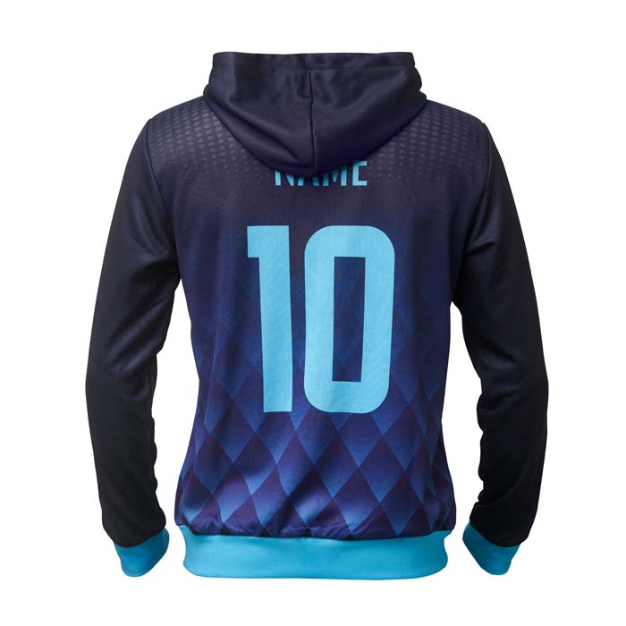 Sweat à capuche zippé unisexe sublimé en quadri à votre motif. publicitaire personnalisé - vue 2